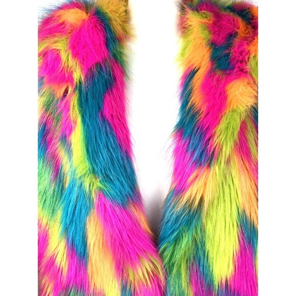 Sz L Rare 2016 Dreamworks  Trolls Film shaggy Multi Color vest jacket Coat - Picture 2 of 5